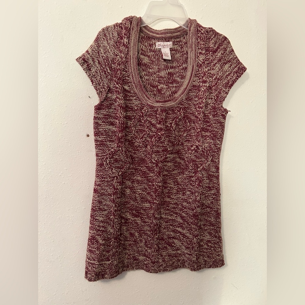 Glimmer by j.j basics Maroon Knit Women's Top